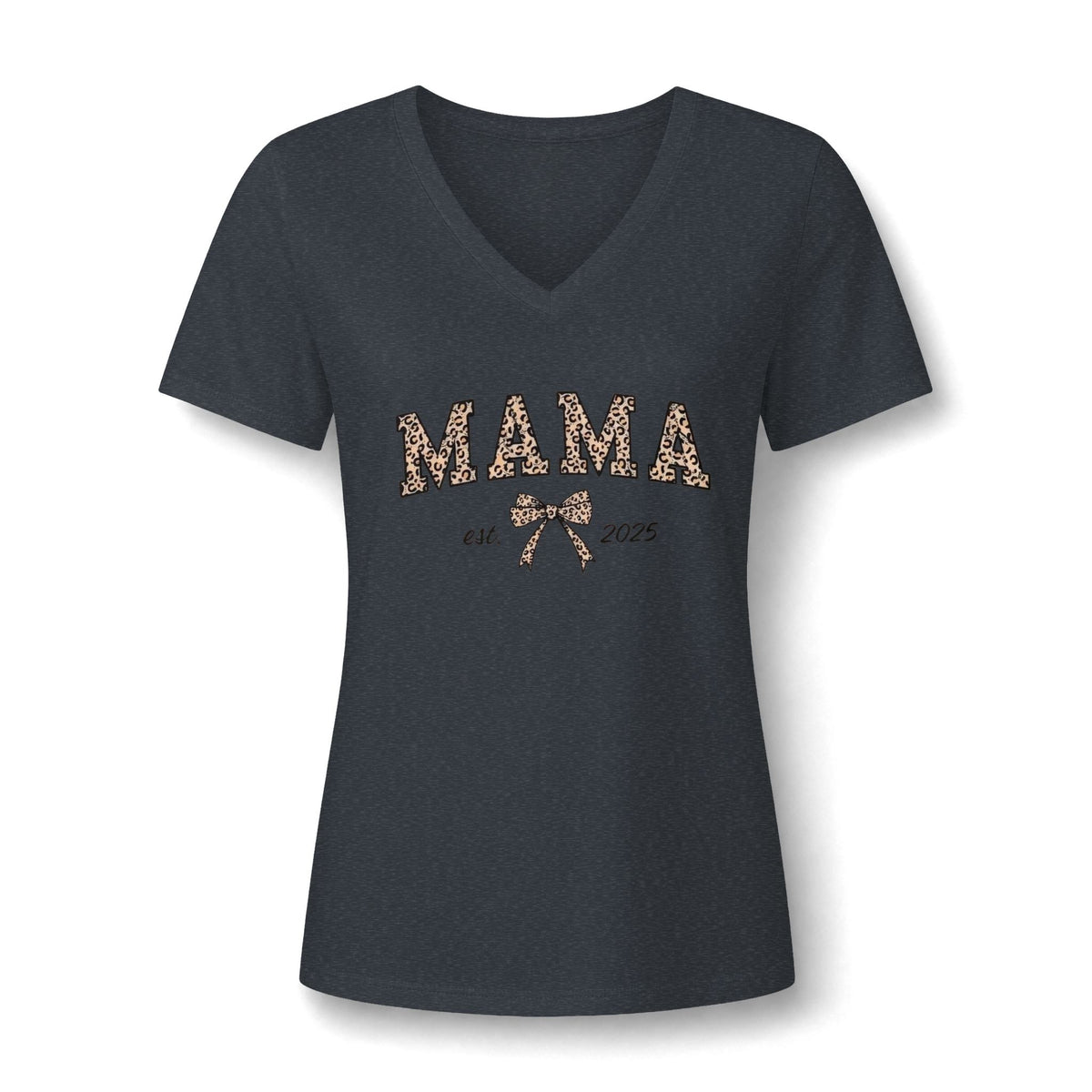 Senior 2026 Cheer Mom V-Neck Tee — Pink Pom Pom Graduation Shirt