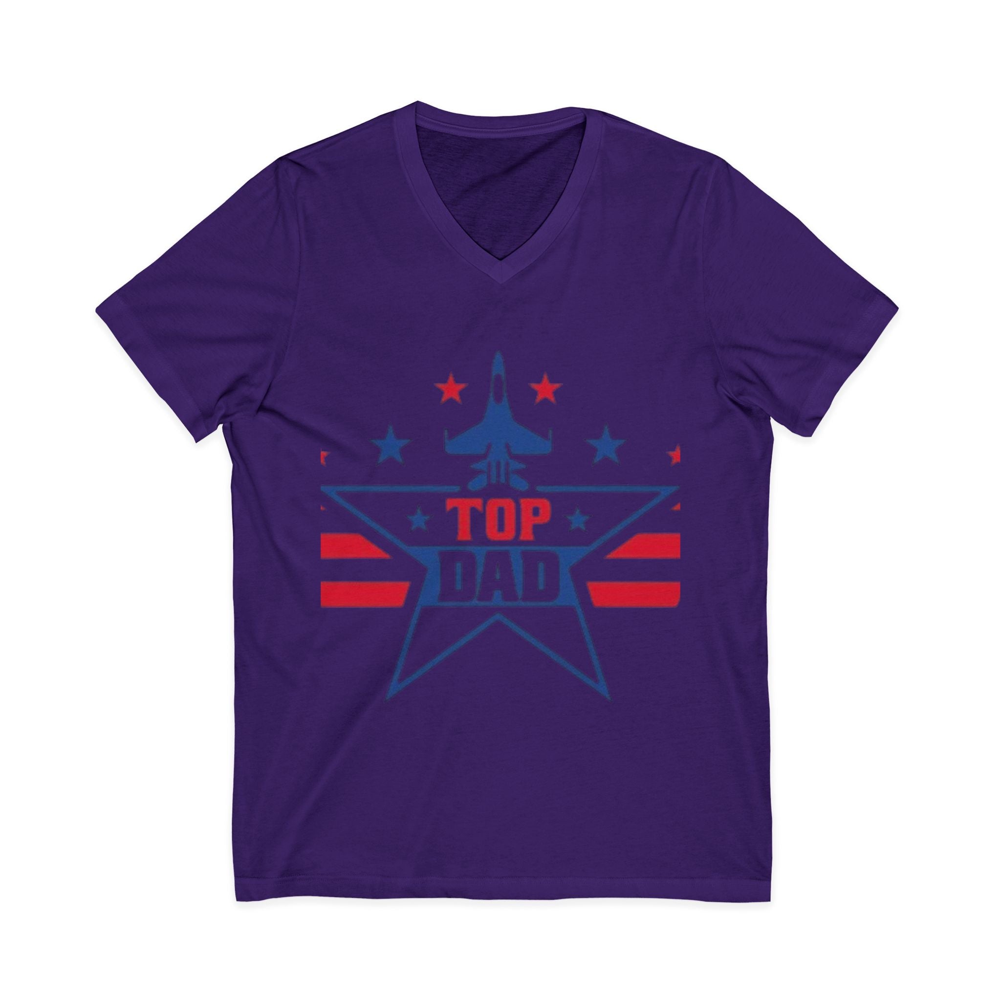 Top Dad V-Neck Tee — Patriotic Jet Star Fathers Day T-Shirt