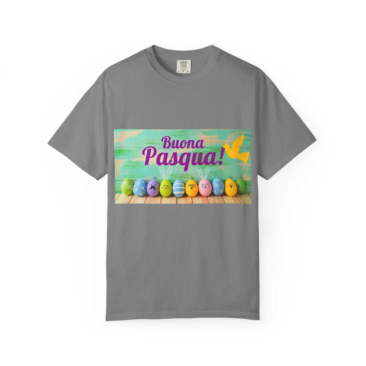 Easter T-Shirt — "Buona Pasqua" Colorful Bunny Eggs Graphic