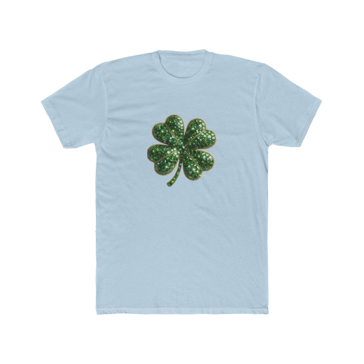 St. Patrick's Day Green Glitter Four-Leaf Clover T-Shirt