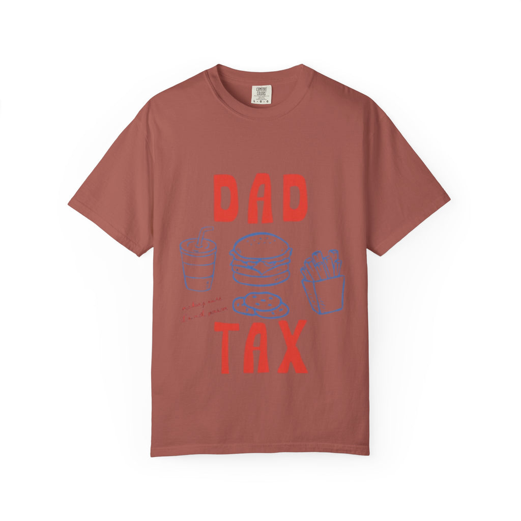 Dad Tax T-Shirt — Funny Father’s Day Tee with Burger, Fries & Drink Graphic