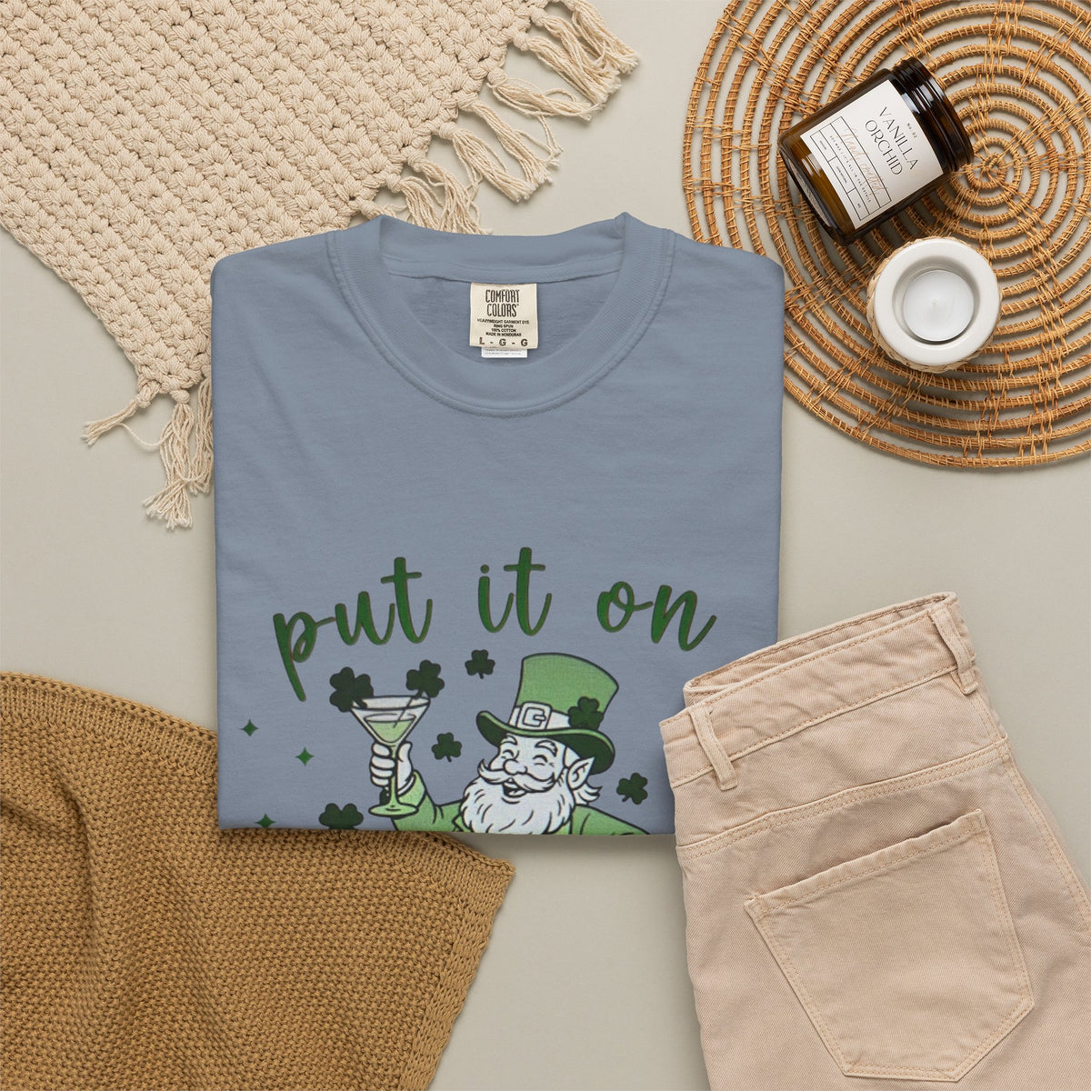 St. Patrick's Day Leprechaun Cocktail T-Shirt — "Put It On Leprechaun's Tab"
