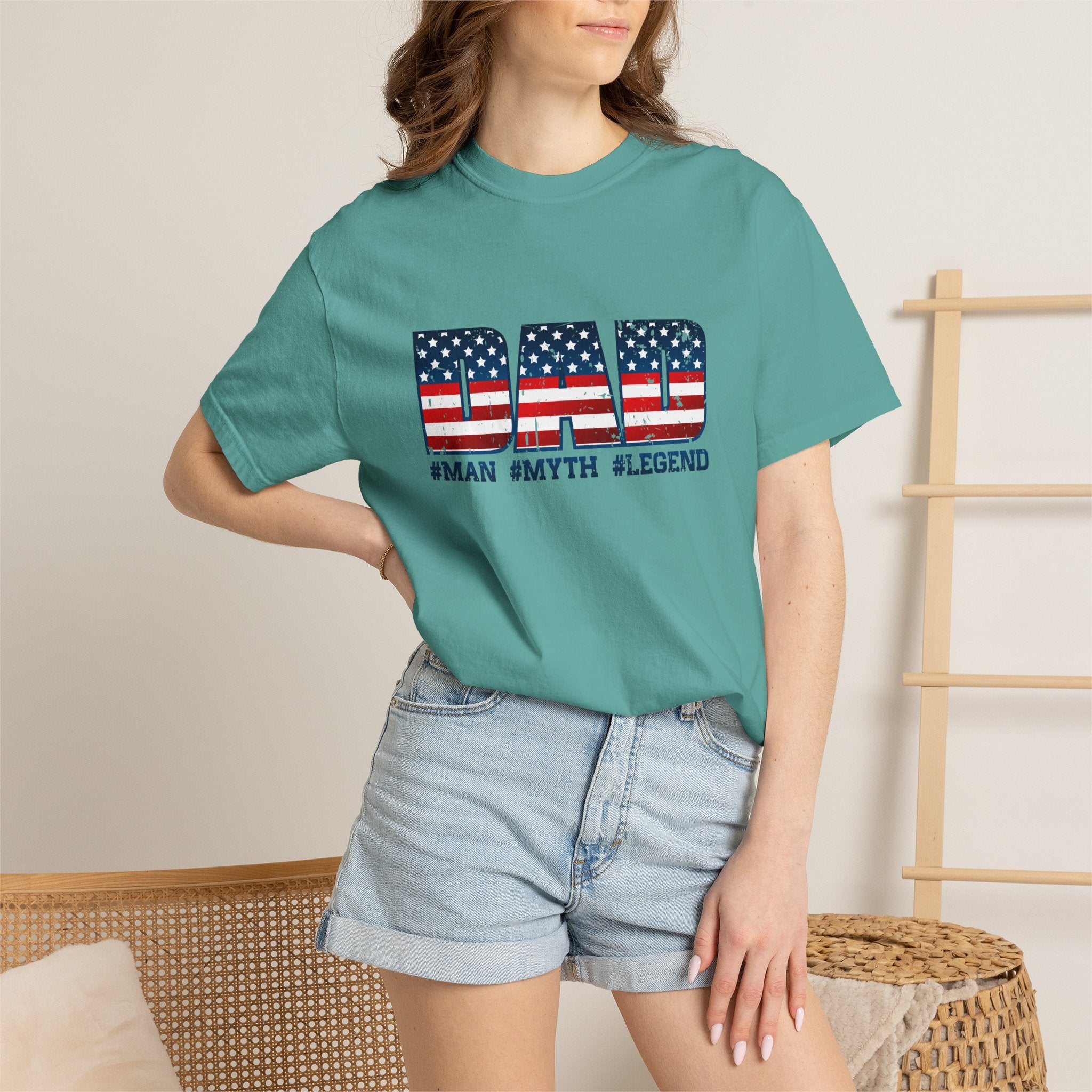 Dad Patriotic T-Shirt - "DAD" American Flag Design (#Man #Myth #Legend)