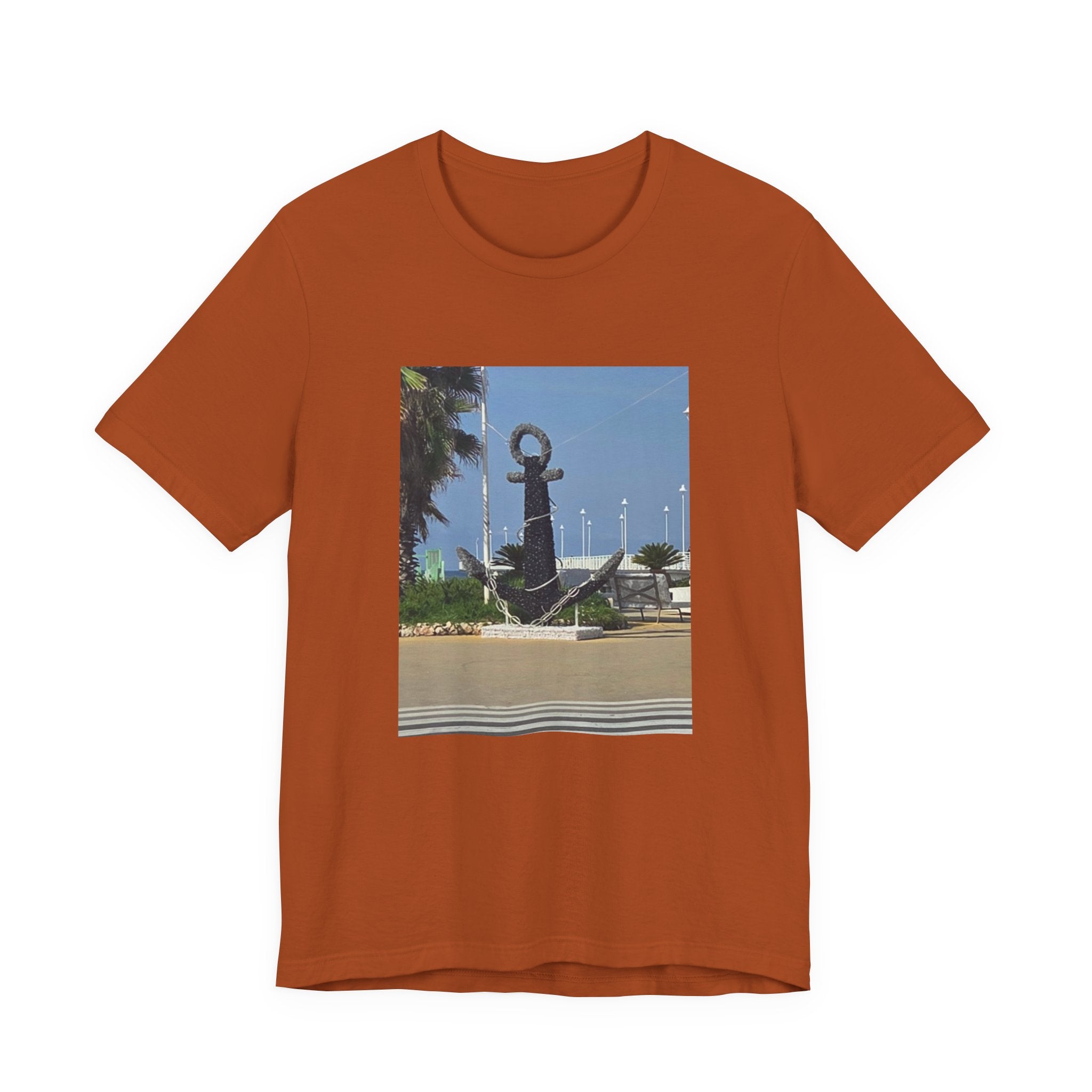 Anchor Statue Photo Tee — Coastal Nautical T-Shirt
