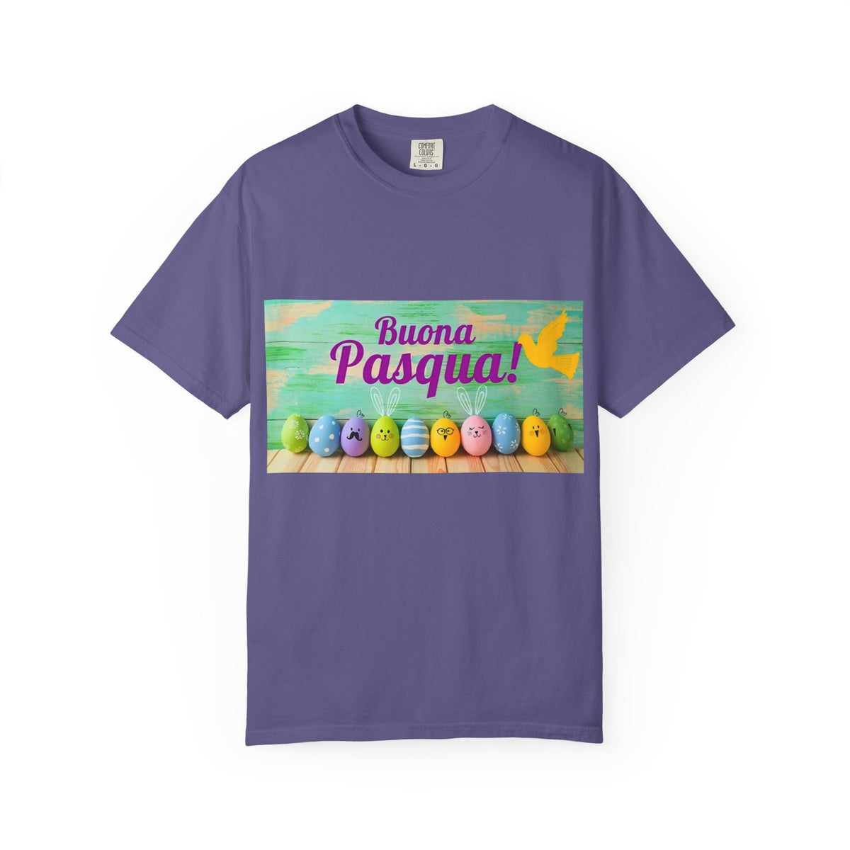 Easter T-Shirt — "Buona Pasqua" Colorful Bunny Eggs Graphic