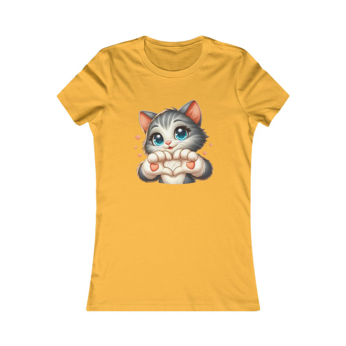 Women's Tee — Cute Kitten Making Heart Paws Graphic