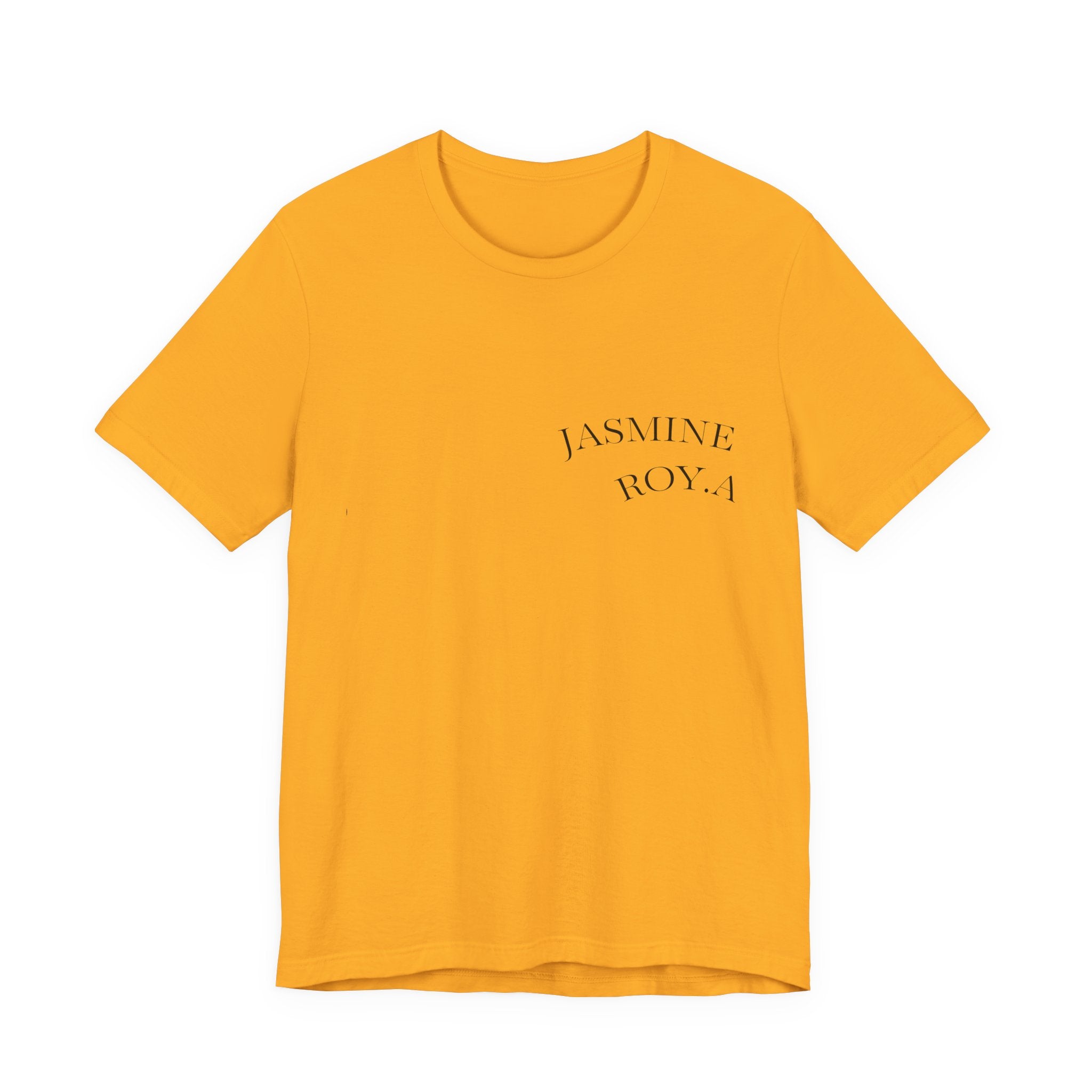 Jasmine Royal chest logo tee in mustard yellow - front view
