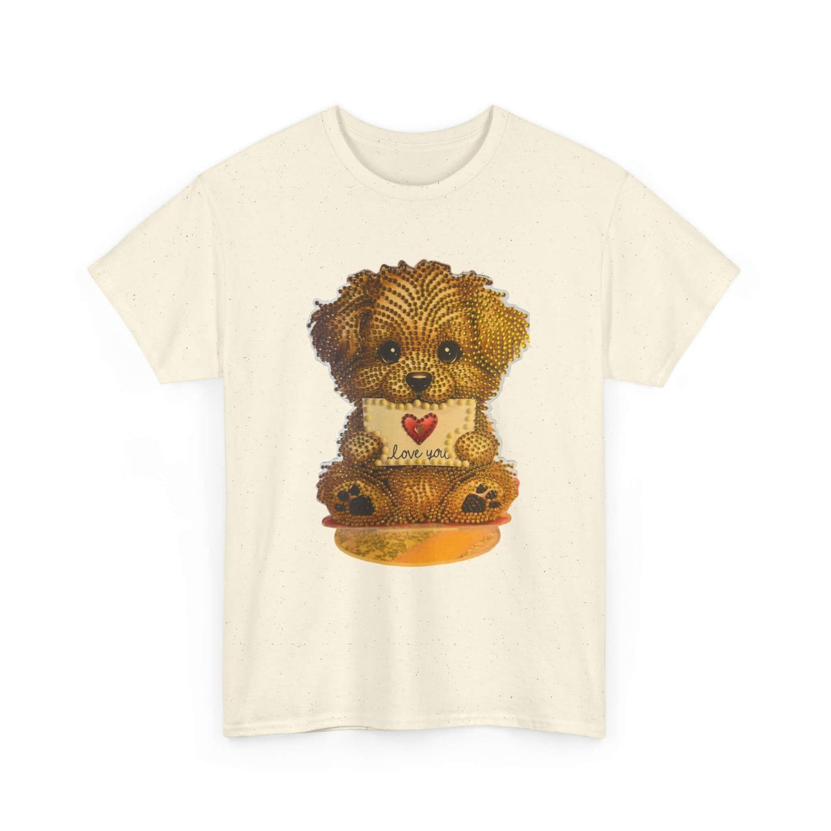 Puppy Love T‑Shirt — Cute Brown Puppy Holding Heart Tee (I Love You)