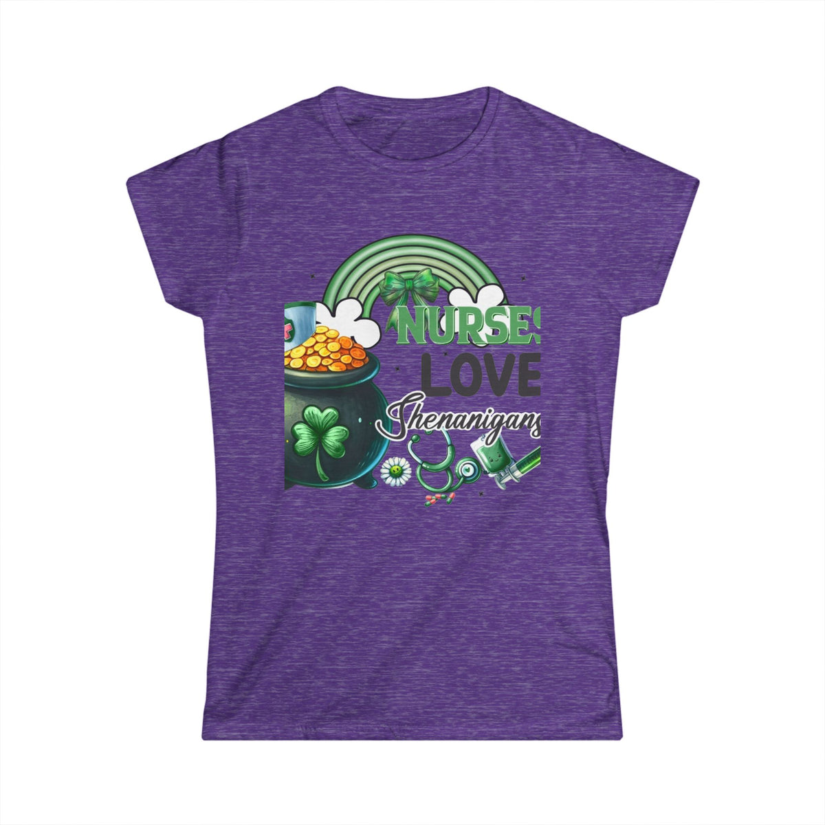Nurse Love Shenanigans Women's Tee – St. Patrick's Day Shamrock & Pot of Gold