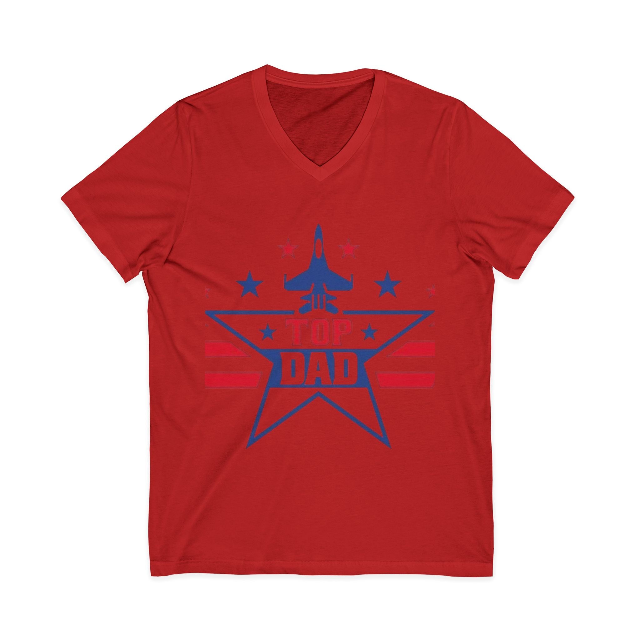 Top Dad V-Neck Tee — Patriotic Jet Star Fathers Day T-Shirt