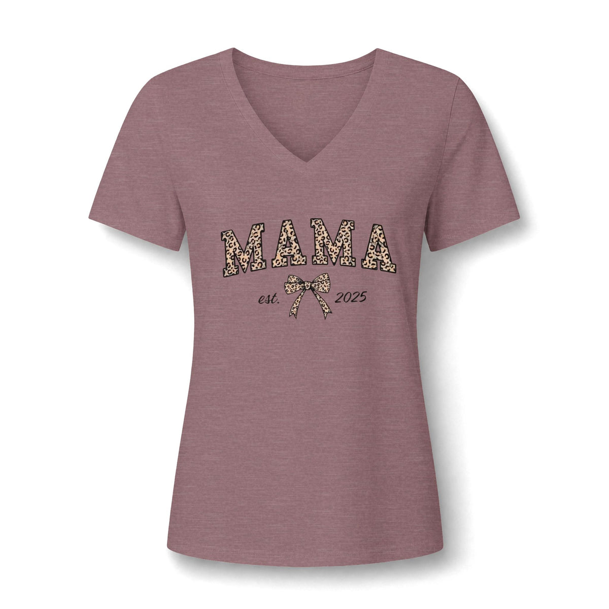 Senior 2026 Cheer Mom V-Neck Tee — Pink Pom Pom Graduation Shirt