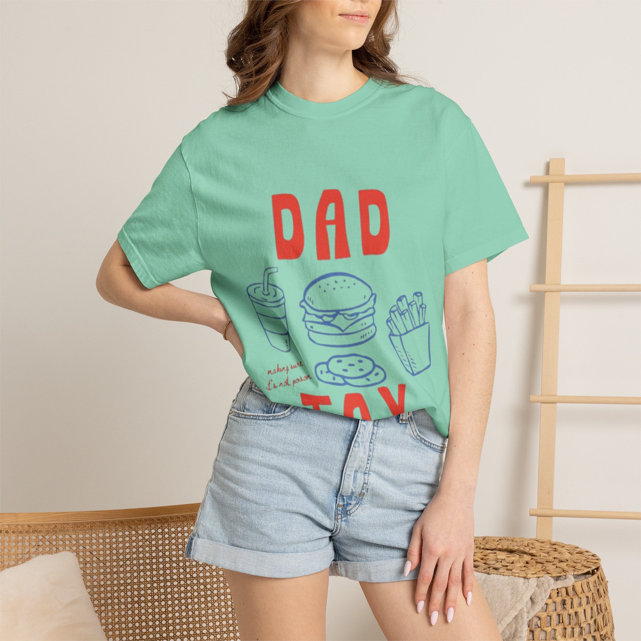Dad Tax T-Shirt — Funny Father’s Day Tee with Burger, Fries & Drink Graphic