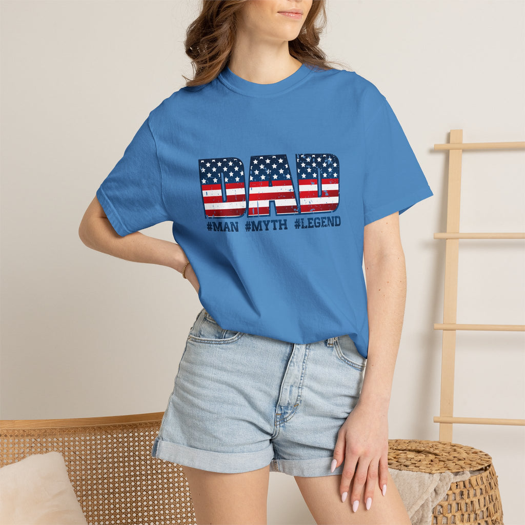 Dad Patriotic T-Shirt - "DAD" American Flag Design (#Man #Myth #Legend)