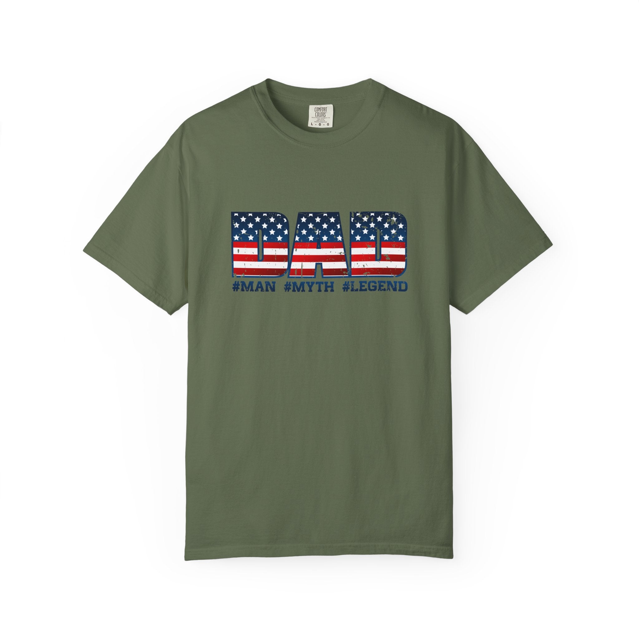 Dad Patriotic T-Shirt - "DAD" American Flag Design (#Man #Myth #Legend)