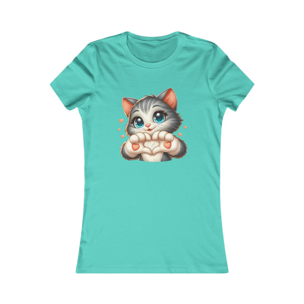 Women's Tee — Cute Kitten Making Heart Paws Graphic