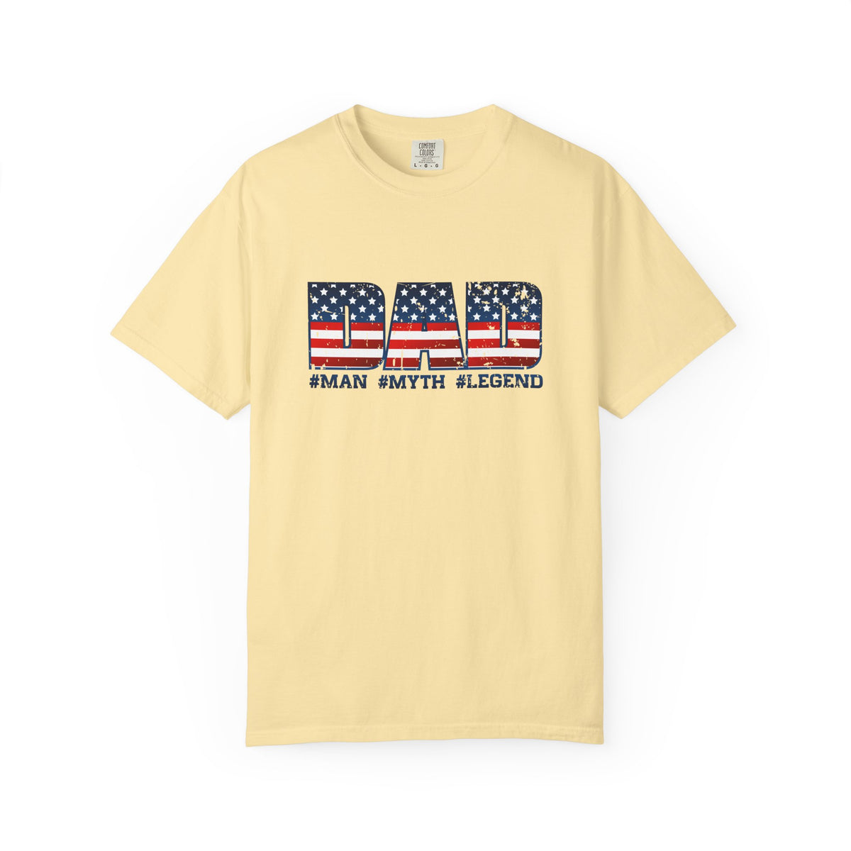 Dad Patriotic T-Shirt - "DAD" American Flag Design (#Man #Myth #Legend)