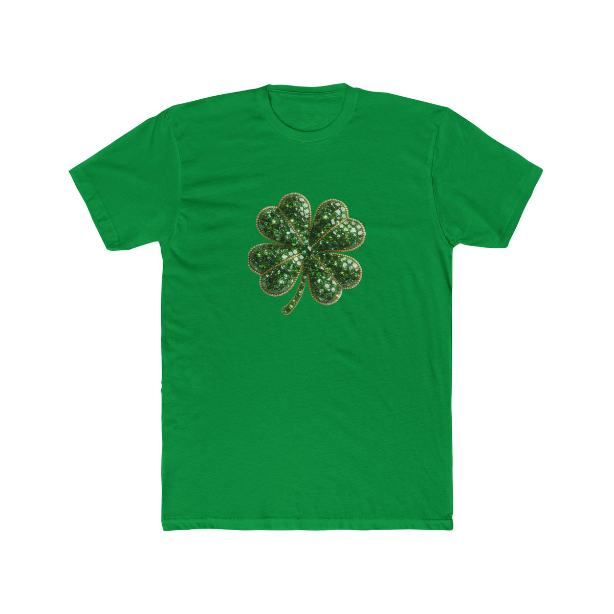 St. Patrick's Day Green Glitter Four-Leaf Clover T-Shirt