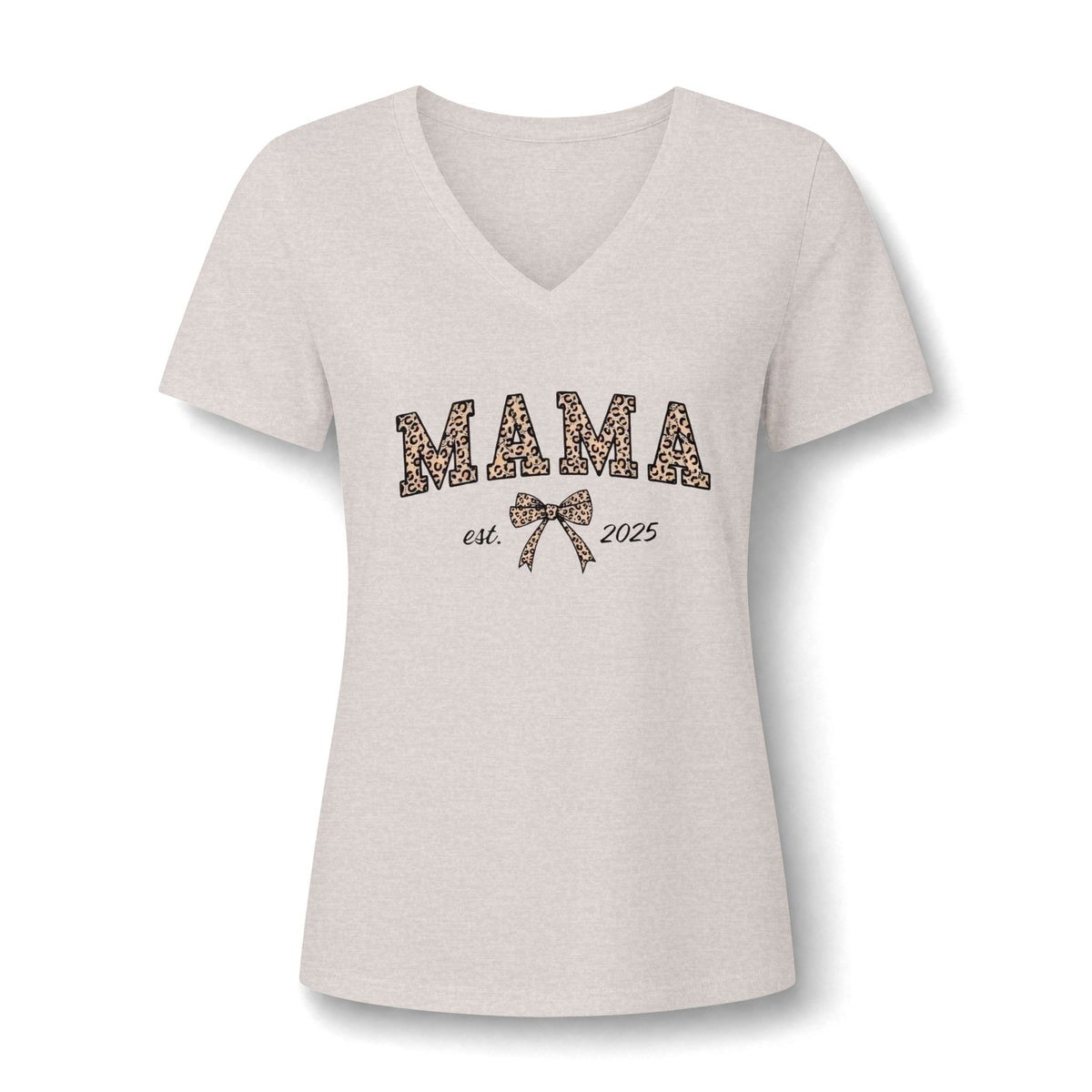 Senior 2026 Cheer Mom V-Neck Tee — Pink Pom Pom Graduation Shirt