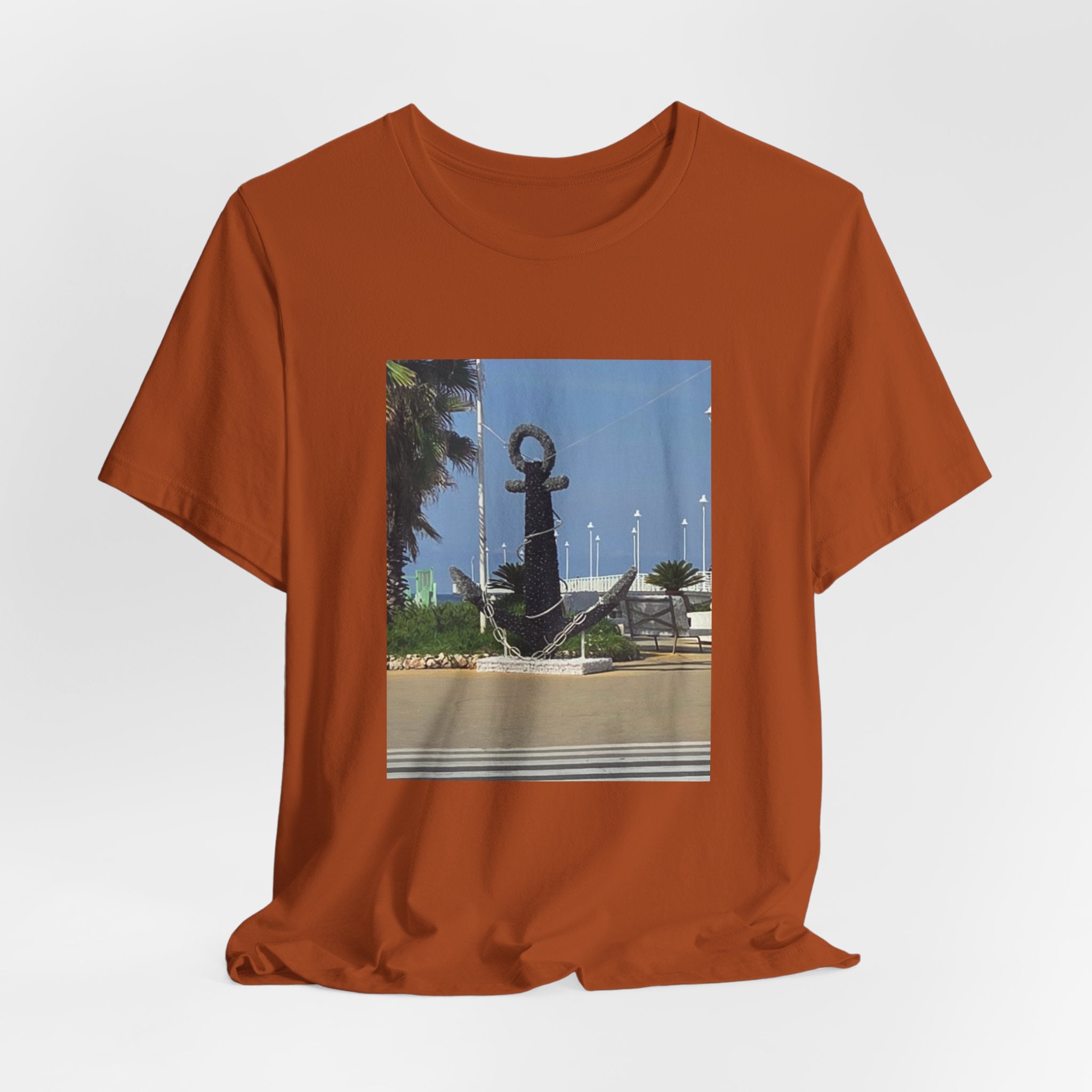 Anchor Statue Photo Tee — Coastal Nautical T-Shirt