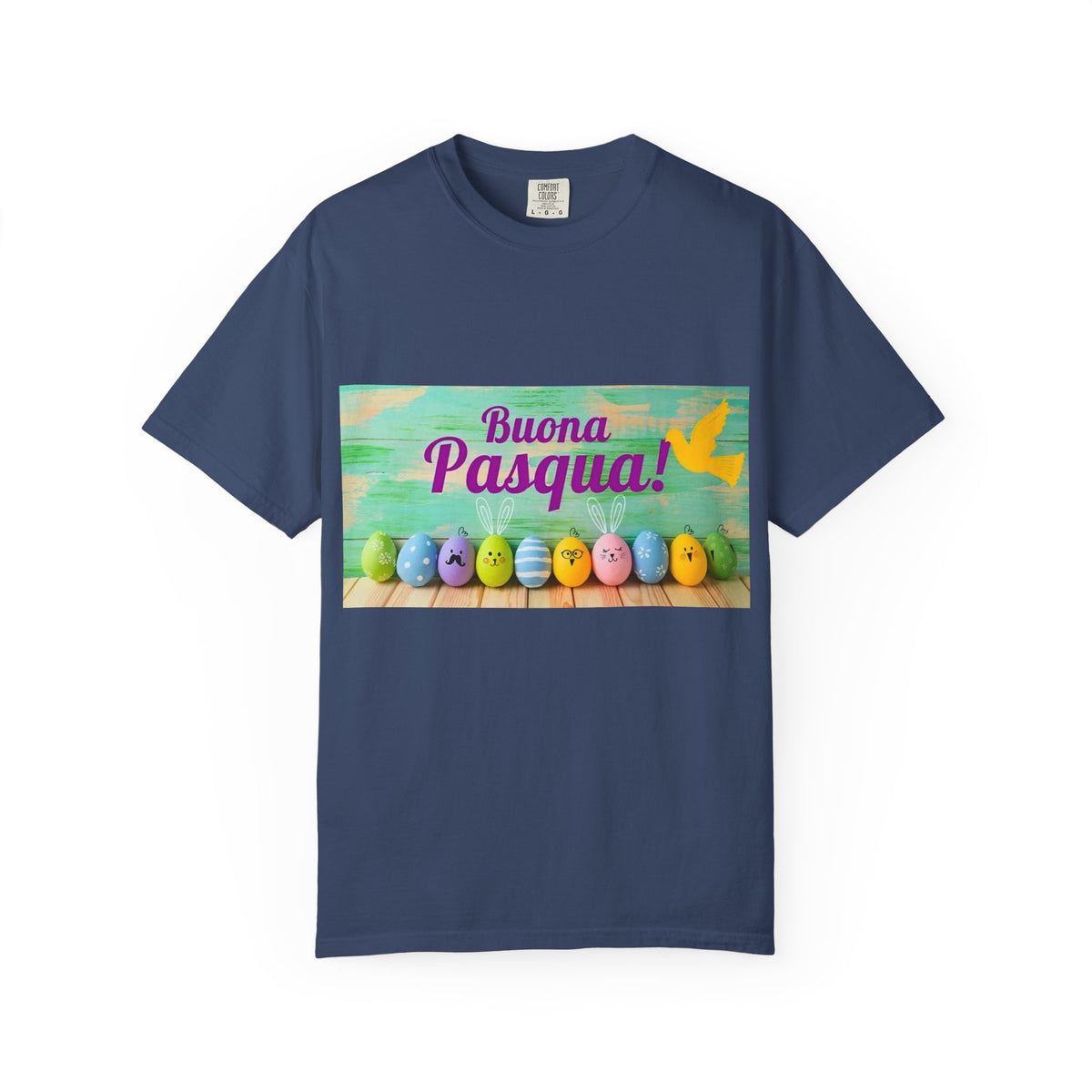 Easter T-Shirt — "Buona Pasqua" Colorful Bunny Eggs Graphic