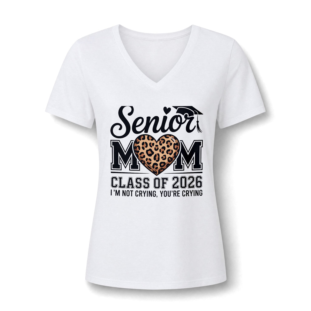 Mom V-Neck Tee — Leopard Heart & Butterflies Mother's Day Shirt