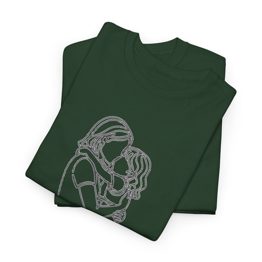 Mother and Daughter Line Art Tee — Minimalist Family Love Shirt