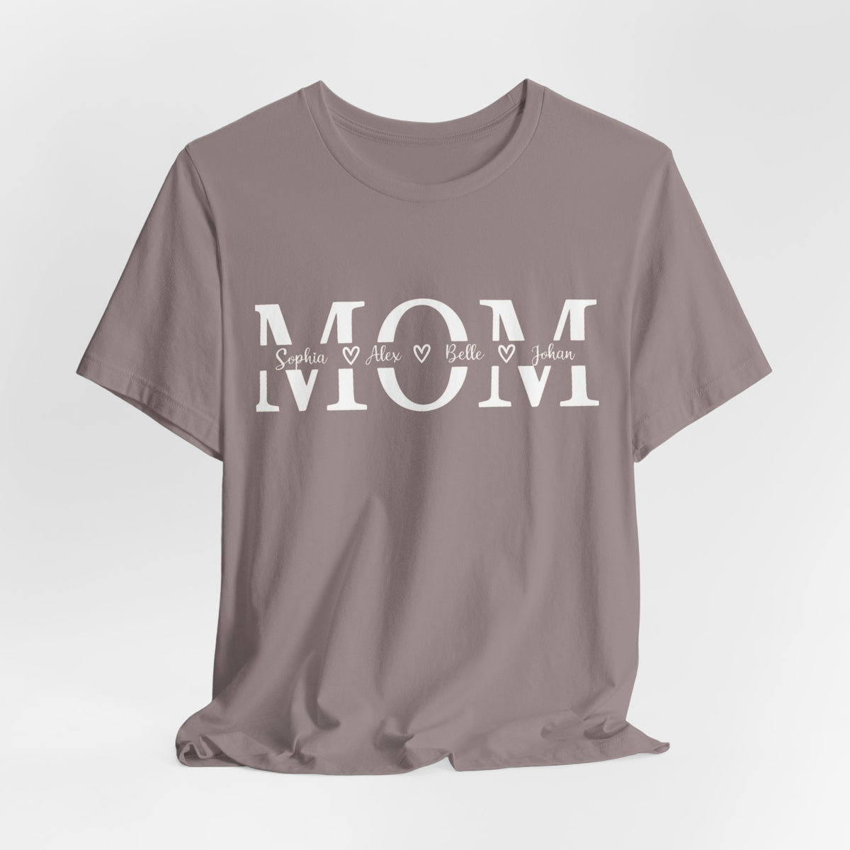 Mom Heart Repeat T‑Shirt — Layered 'MOM' Design for Mother's Day & Everyday