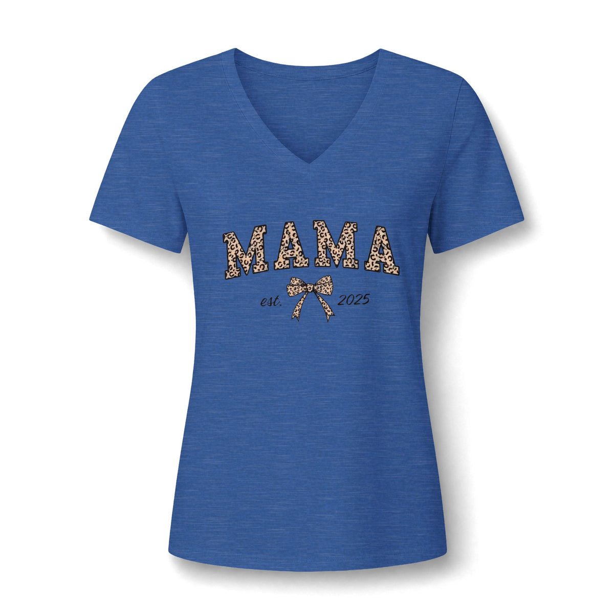 Senior 2026 Cheer Mom V-Neck Tee — Pink Pom Pom Graduation Shirt
