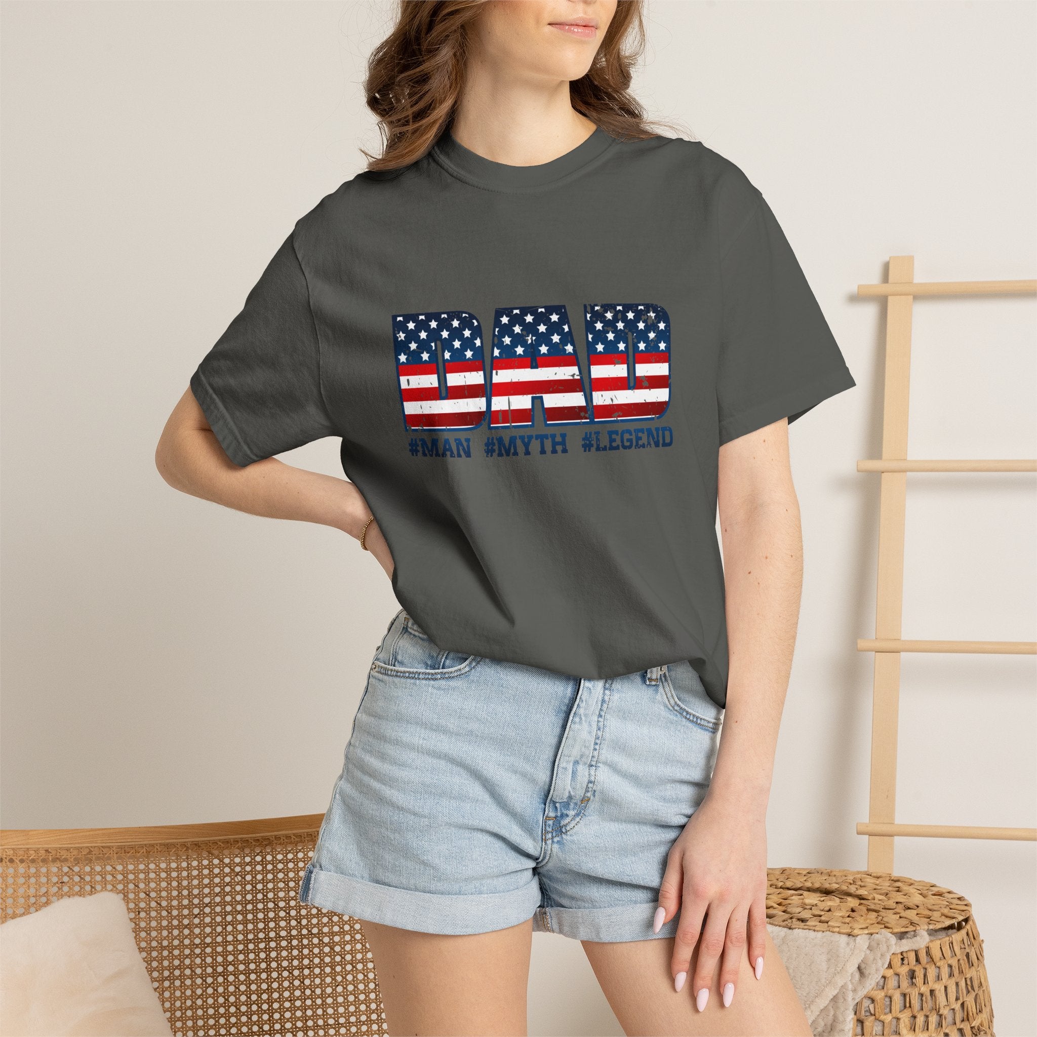 Dad Patriotic T-Shirt - "DAD" American Flag Design (#Man #Myth #Legend)