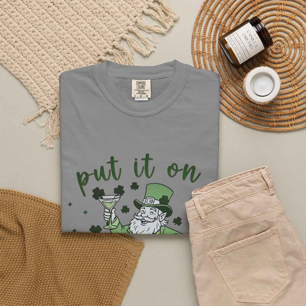 St. Patrick's Day Leprechaun Cocktail T-Shirt — "Put It On Leprechaun's Tab"