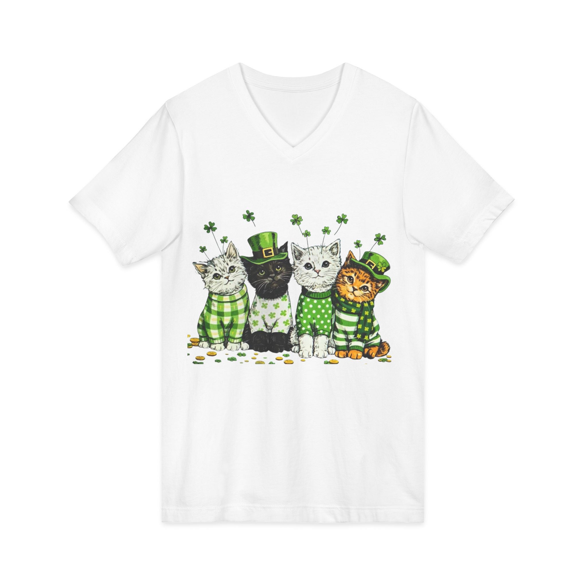 Soft Cotton Cat V-Neck Tee