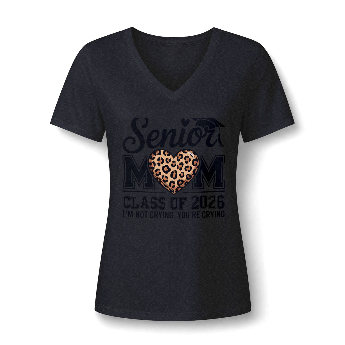 Mom V-Neck Tee — Leopard Heart & Butterflies Mother's Day Shirt