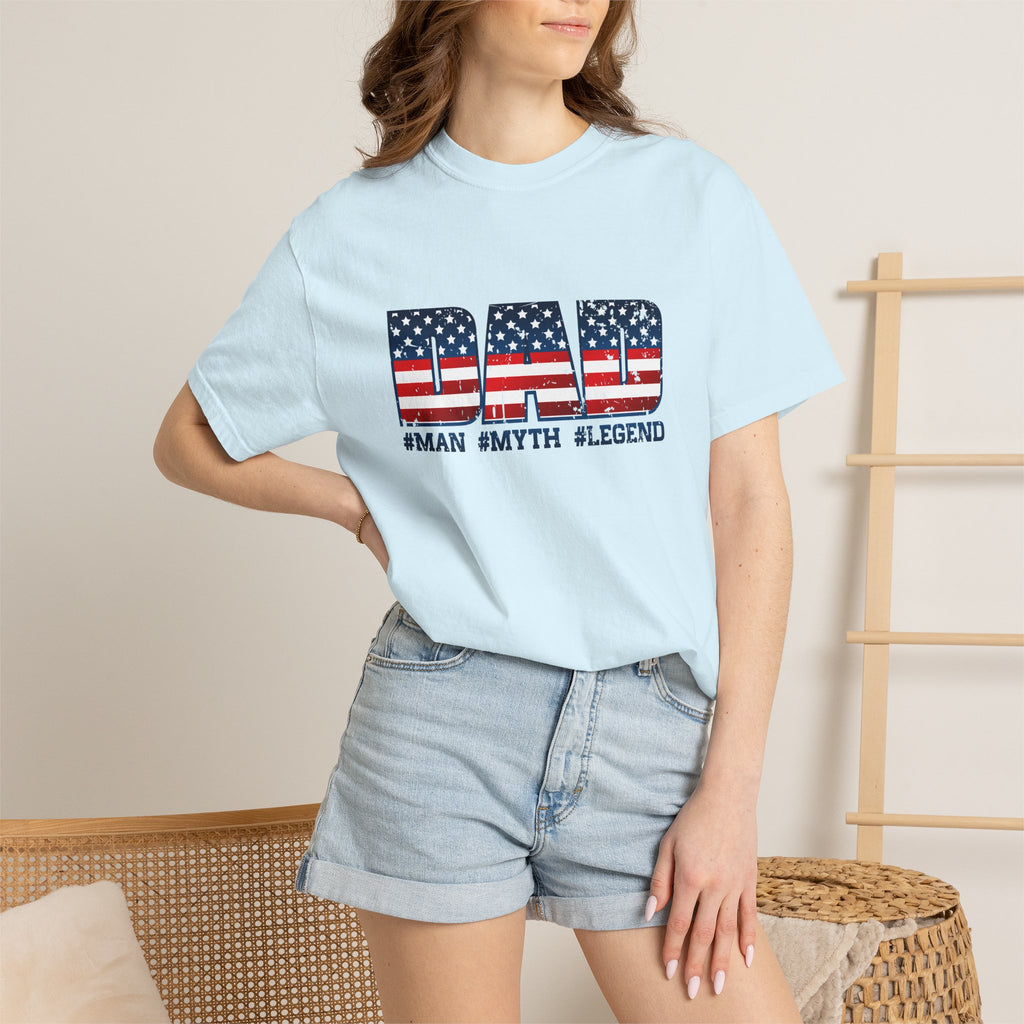 Dad Patriotic T-Shirt - "DAD" American Flag Design (#Man #Myth #Legend)