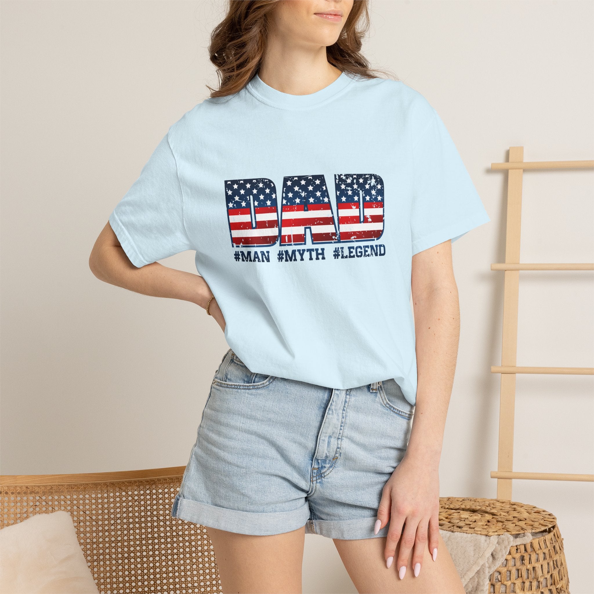 Dad Patriotic T-Shirt - "DAD" American Flag Design (#Man #Myth #Legend)