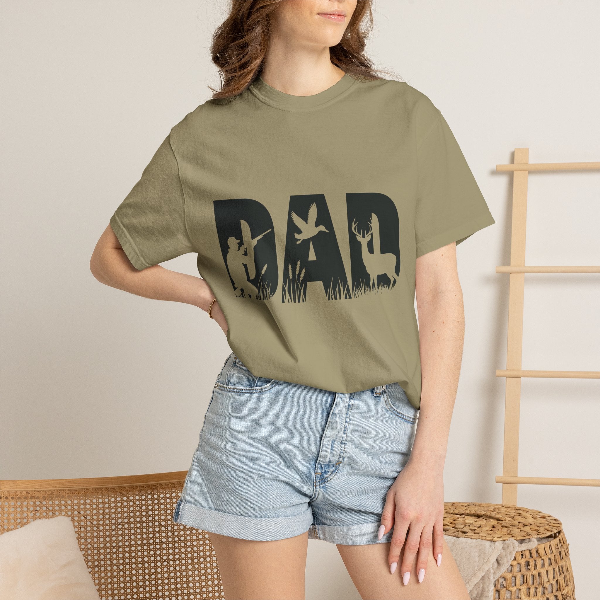 Dad Silhouette Nature T-Shirt — 'DAD' Deer & Camper Outdoor Graphic Tee