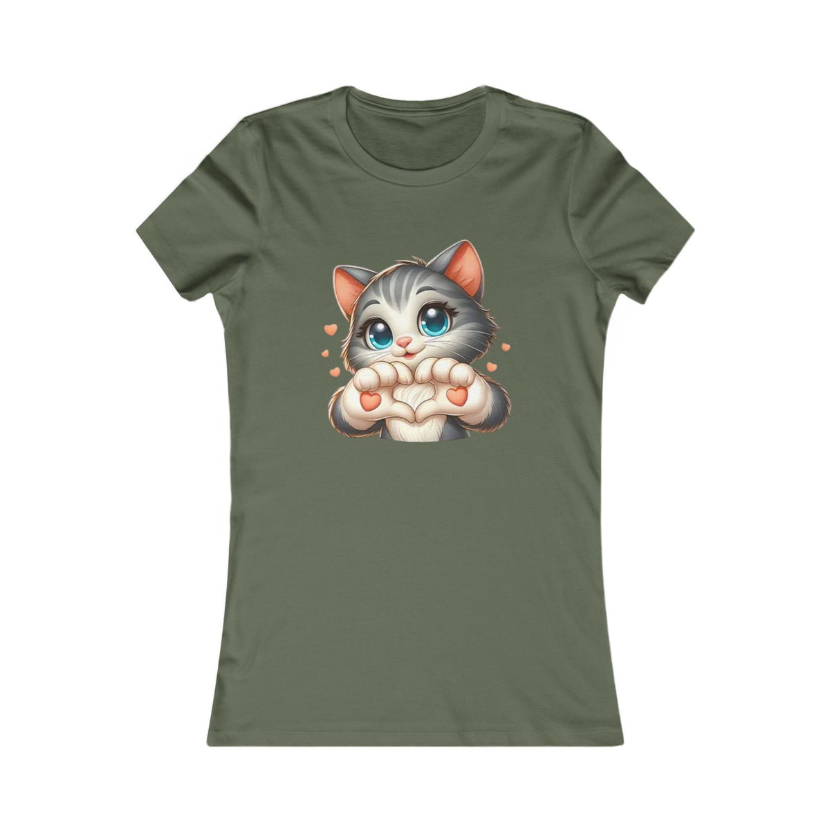 Women's Tee — Cute Kitten Making Heart Paws Graphic