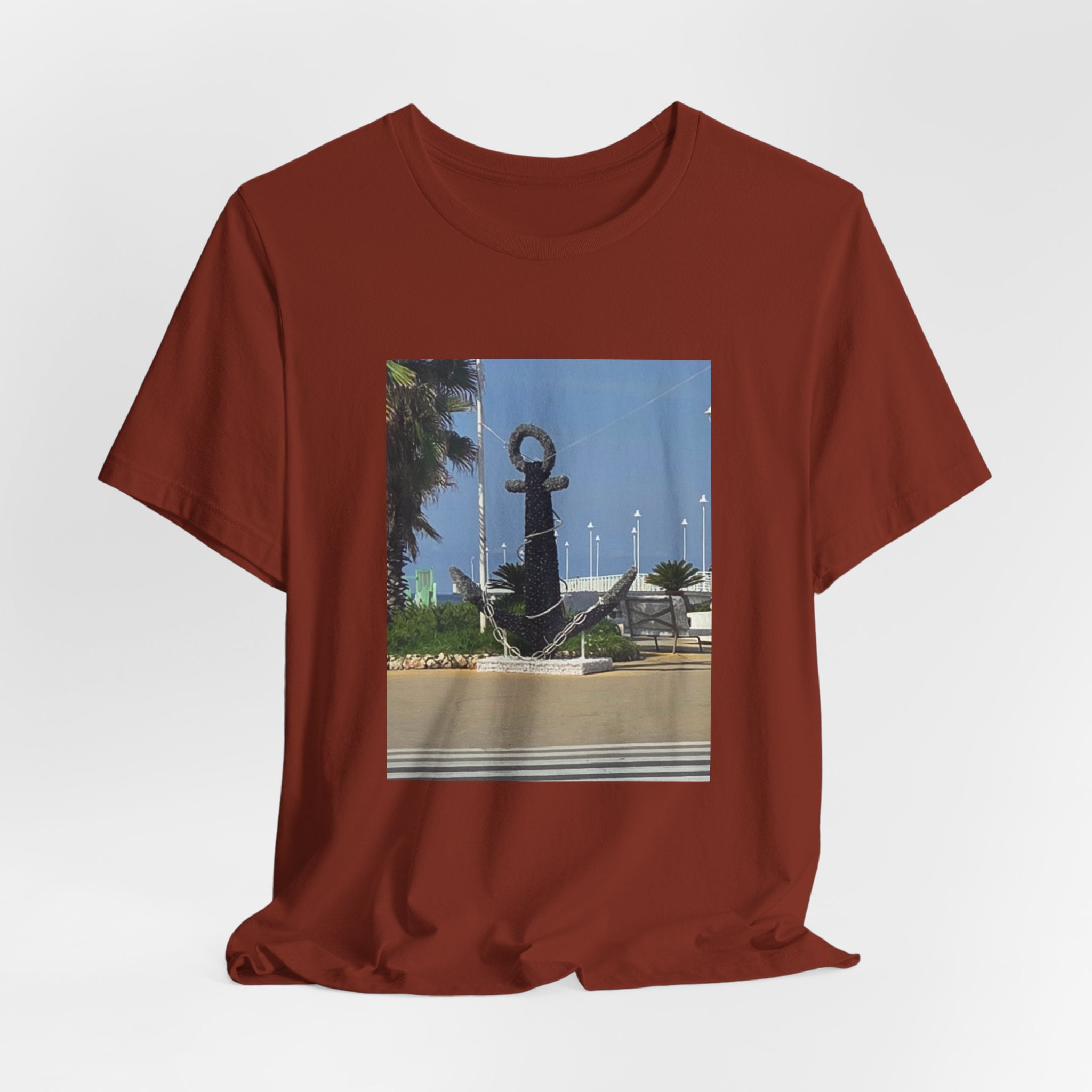 Anchor Statue Photo Tee — Coastal Nautical T-Shirt