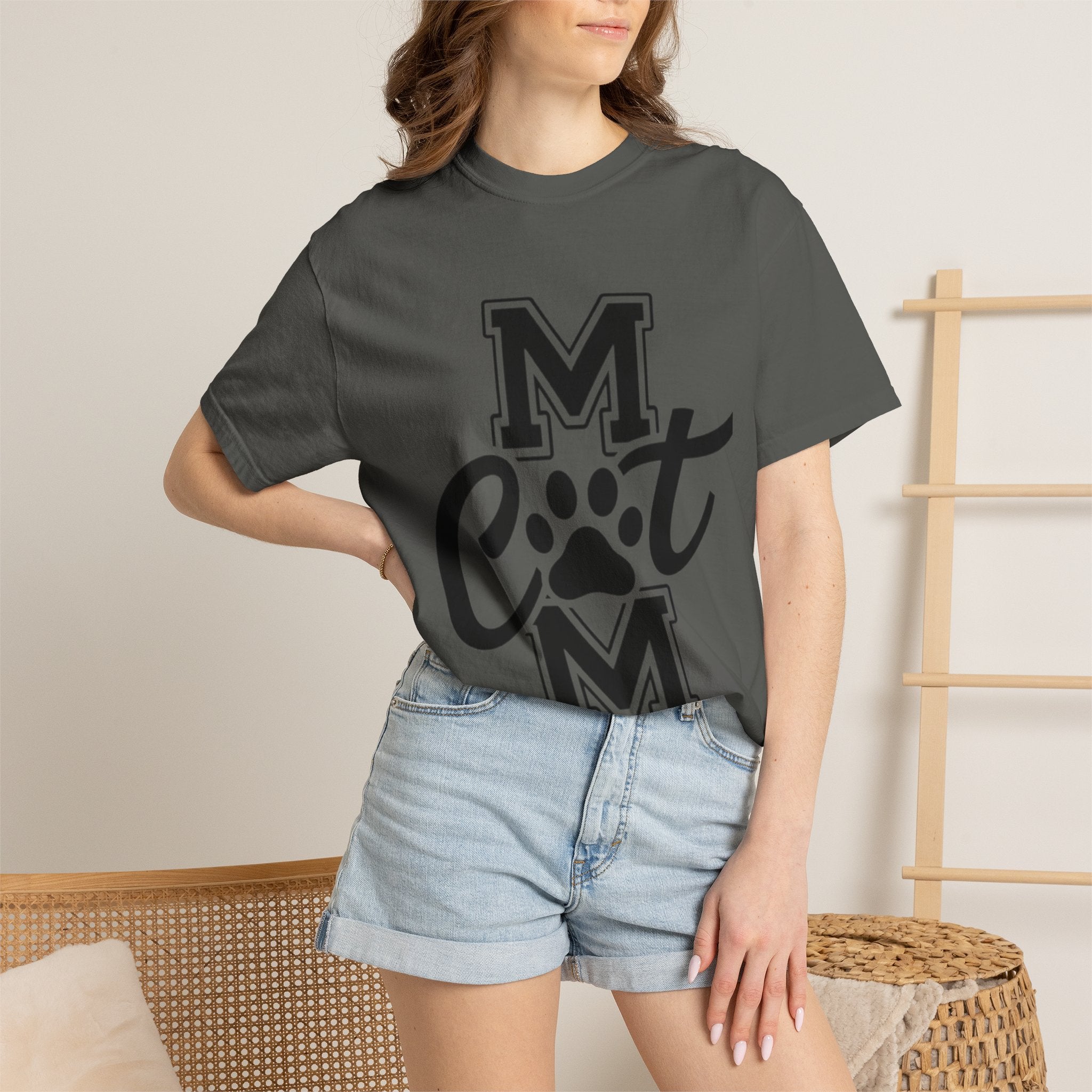 Garment-Dyed Cat Mom Tee