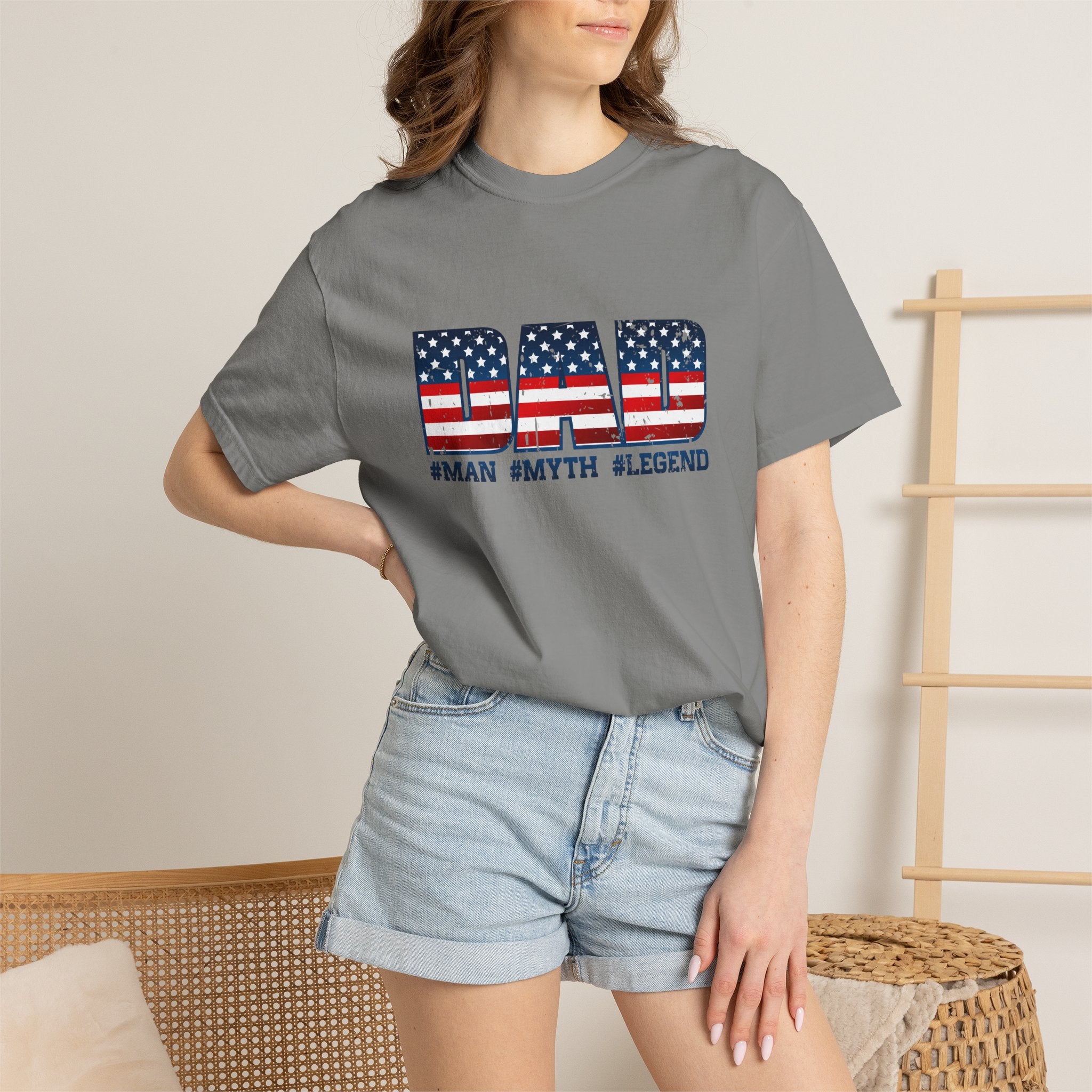 Dad Patriotic T-Shirt - "DAD" American Flag Design (#Man #Myth #Legend)