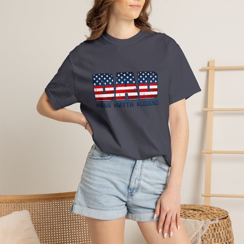 Dad Patriotic T-Shirt - "DAD" American Flag Design (#Man #Myth #Legend)