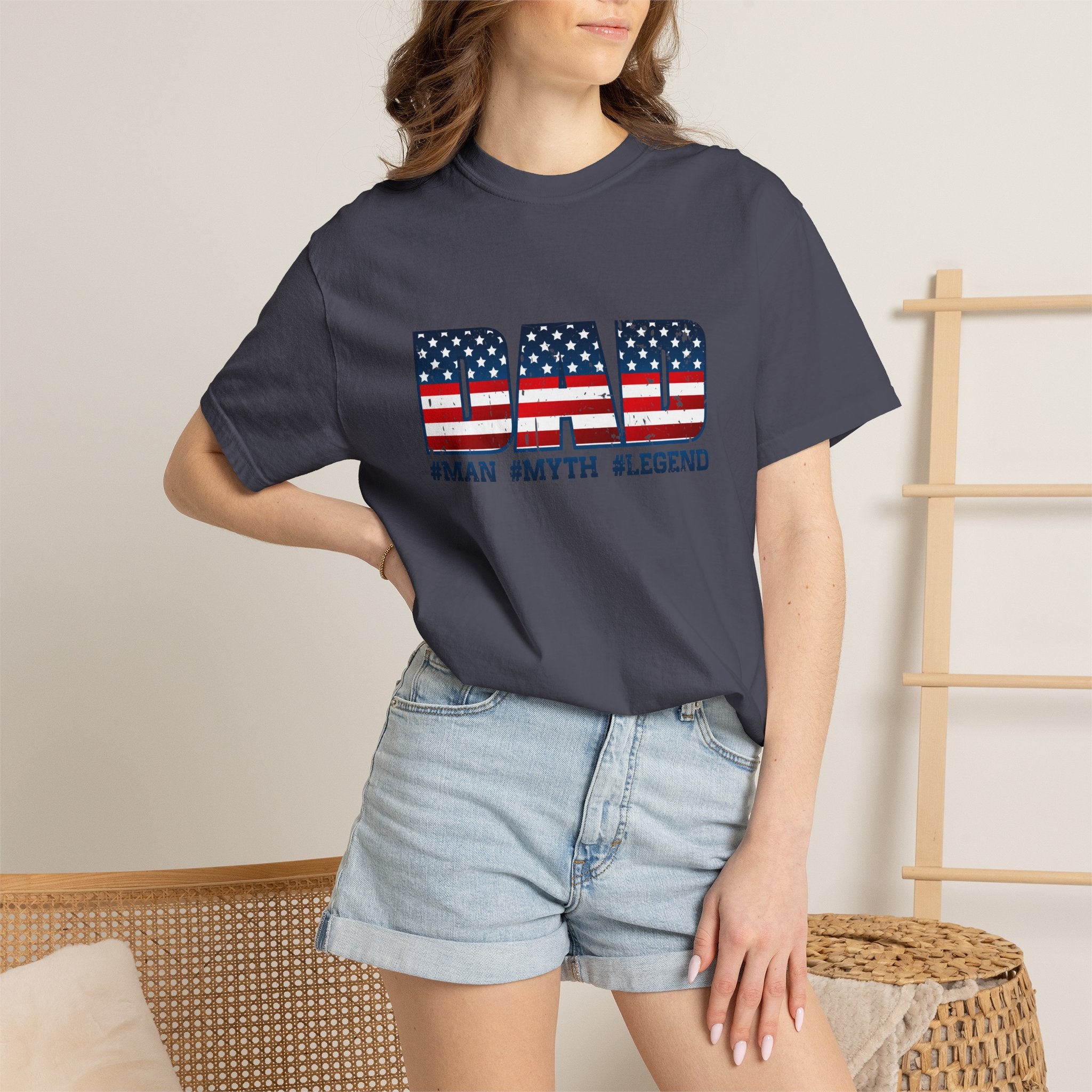 Dad Patriotic T-Shirt - "DAD" American Flag Design (#Man #Myth #Legend)