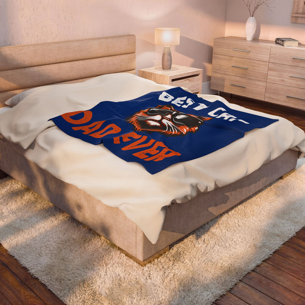 Best Cat Dad Ever Velveteen Plush Blanket – Funny Cat Dad Gift