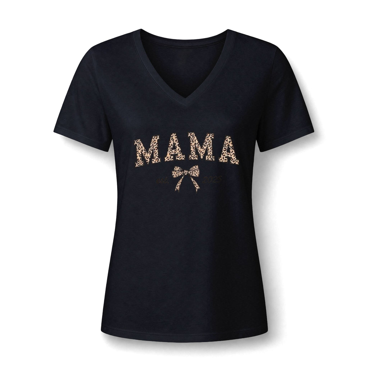 Senior 2026 Cheer Mom V-Neck Tee — Pink Pom Pom Graduation Shirt