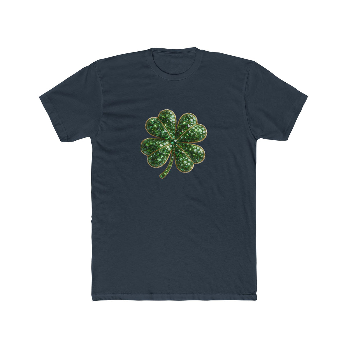 St. Patrick's Day Green Glitter Four-Leaf Clover T-Shirt