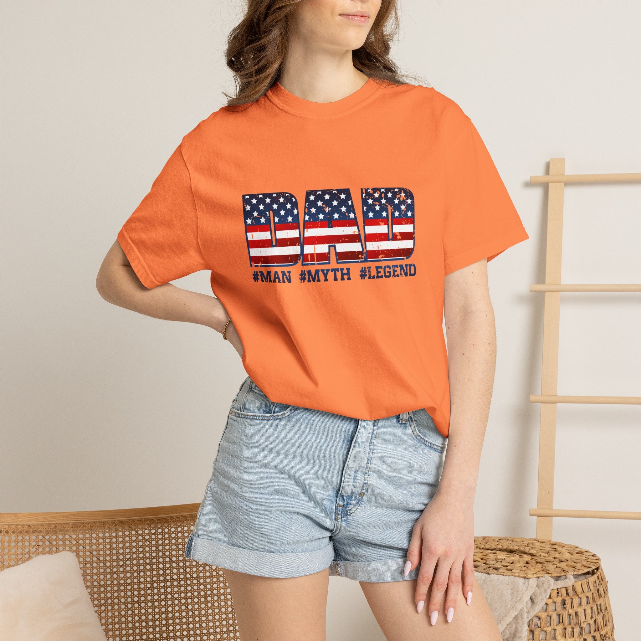 Dad Patriotic T-Shirt - "DAD" American Flag Design (#Man #Myth #Legend)