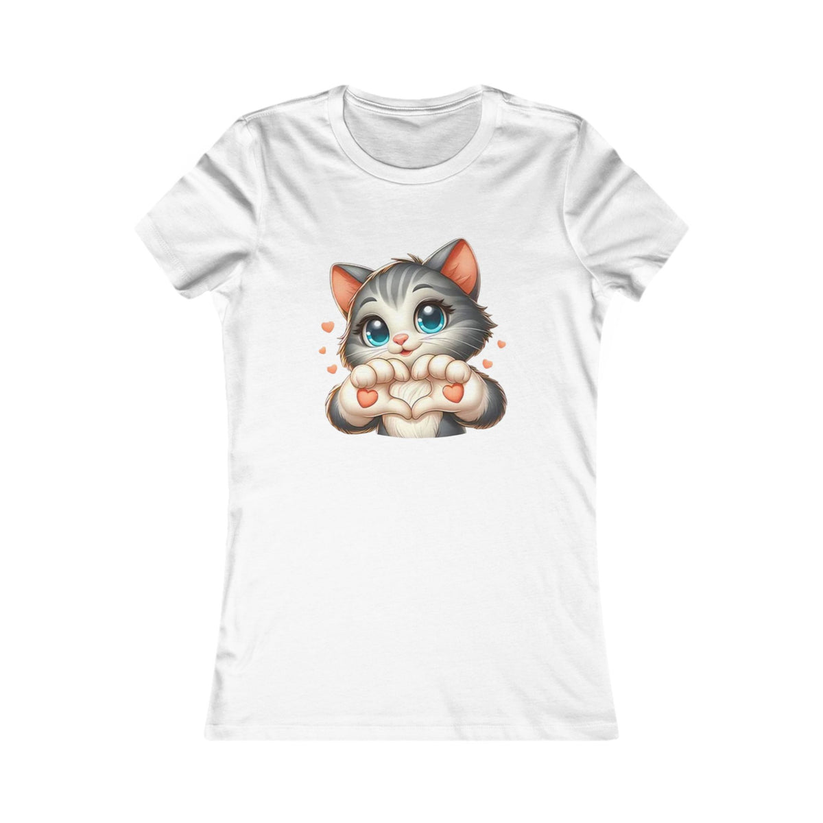 Women's Tee — Cute Kitten Making Heart Paws Graphic