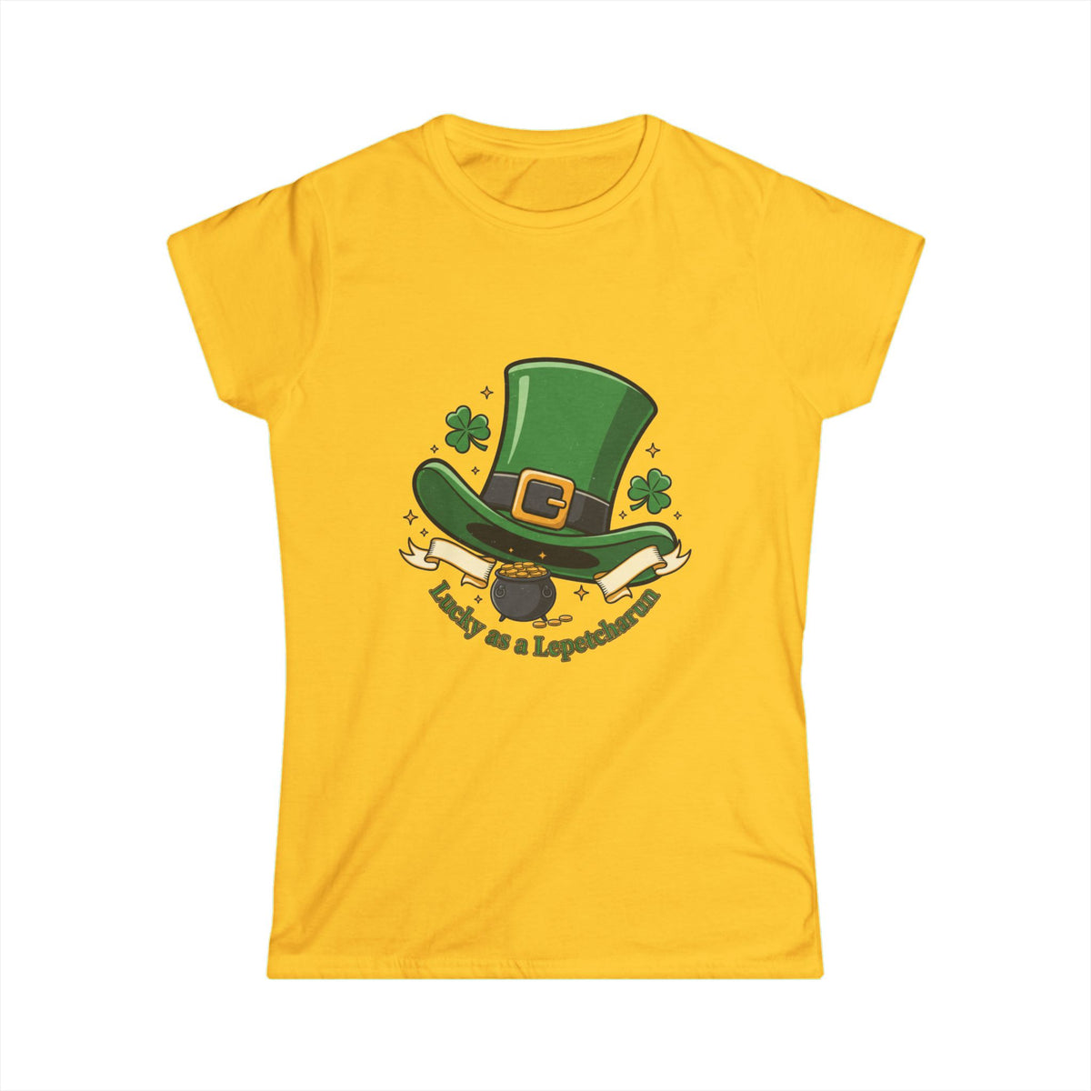 St. Patrick's Day Women's Tee — 'Lucky as a Leprechaun' Shamrock Hat Design