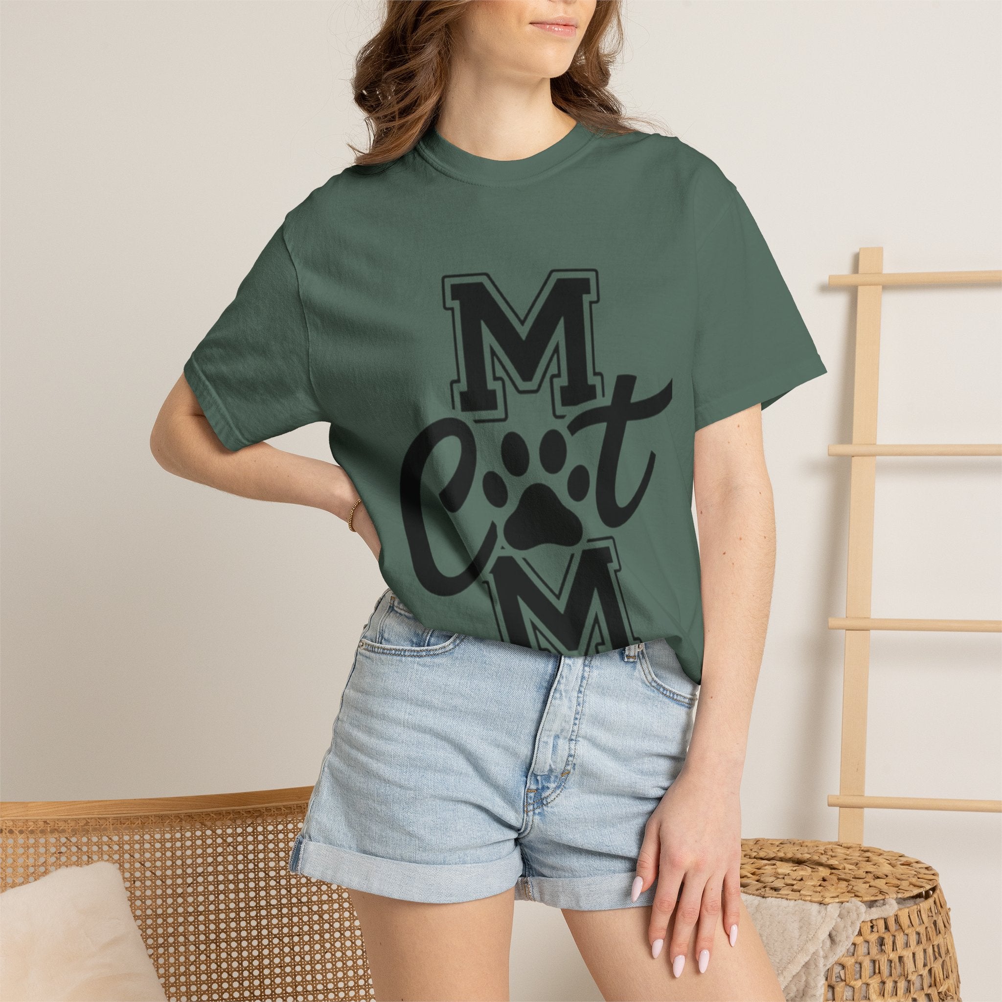 Garment-Dyed Cat Mom Tee