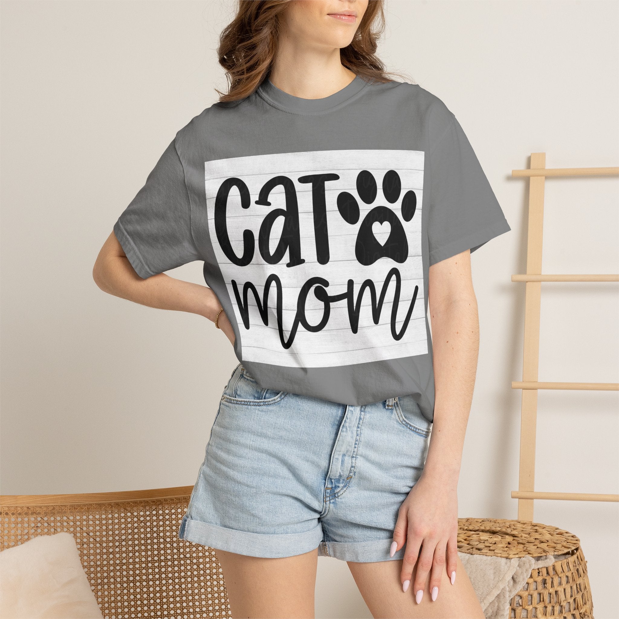 Garment-Dyed Cat Mom Tee