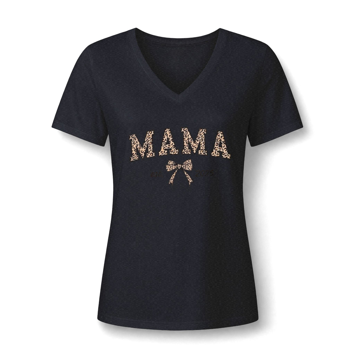 Senior 2026 Cheer Mom V-Neck Tee — Pink Pom Pom Graduation Shirt